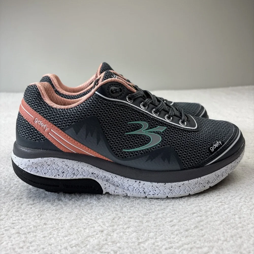 G-DEFY Womens 'Mighty Walk' Shoes Size 9 Gray/Pink Sneakers Comfort Athletic